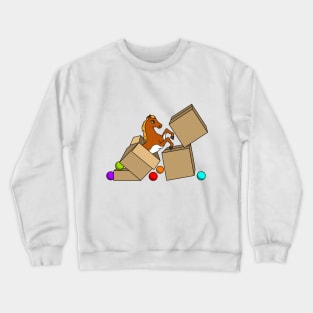 Little horse is jumping out of a box Crewneck Sweatshirt